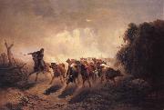 unknow artist Union Drover with Cattle for the Army painting